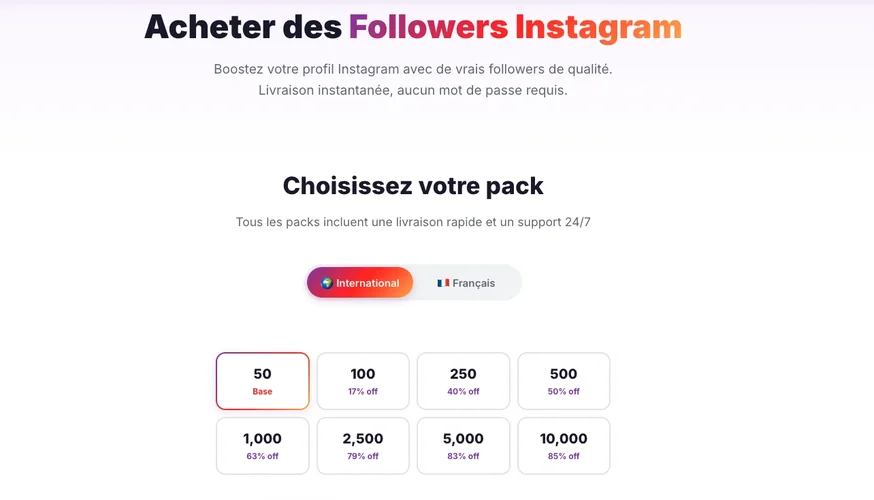Schritt 1: Instagram Follower Pakete auswählen